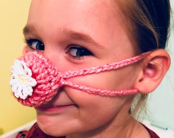 Nose Warmer Crochet white daisy Unisex Outdoor Fun Christmas Gift Holiday Girls Boys Nose Warmer Winter Games Fun Gift Nose Mitten Nose Muff