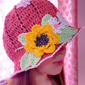 Crochet cloche sunflower summer hat