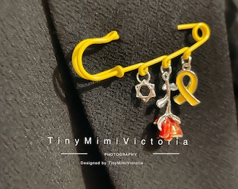 Yellow brooch, Bring Them Home Now Hostages Yellow Ribbon, Magen David Pin, Poppy brooch Jewelry,Judaica IsraeI Gifts,Star of David Necklace