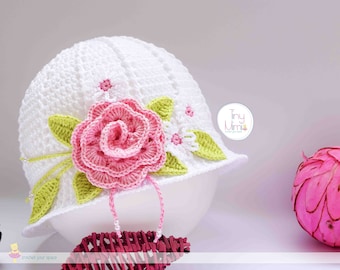 Summer Hat crochet Panama Hat Handmade Crochet SpringHat Hat with Flower Hat with Brim
