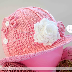 Newborn Crochet Hat Summer Girls Crochet cloche Hat Crochet Pink Hat Beach hat Baby Summer Hat kids hat crochet flowers Panama Women Hat