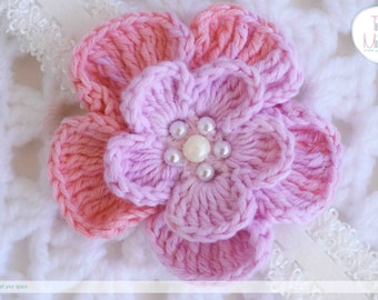 Gehäkelte Blume Baby Stirnband: Rosa Blumen Neugeborenen Geschenk