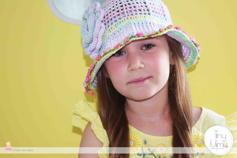 Summer crochet cloche girls rainbow hat Sunhat Women Summer Hats for Kids Newborn Hat crochet flowers Photo shoot Baby Toddler hat