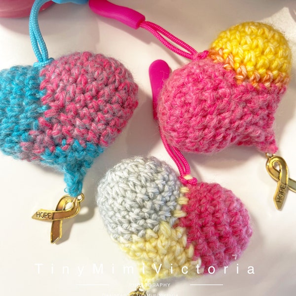 Yellow ribbon heart Pocket squeeze hug Heart keychain Crocheted heart Bag charm Bring Them Home Yellow Ribbon Israel  Support Israel