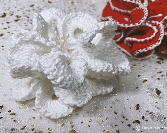 Crochet White 3D Flower Appliqué: Knit Cotton Doily Patch