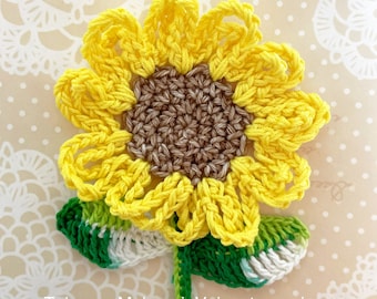 sunflower with leaves Crochet sunflowers embellishments big flower