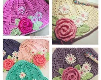 Crochet flower hat Summer Panama girls hat crochet hat women crochet flowers baby crochet hat toddler hats for kids crochet hats newborn sun