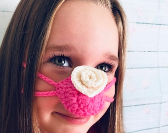 Nose warmer with heart Gift under 10 Winter nose cover Pink heart ornament Funny ornament Valentines day kid gift Crochet mitten Best friend