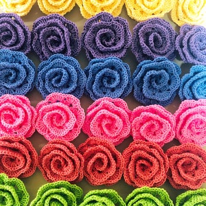 Scrapbooking crochê grandes rosas enfeites artesanato cartões diário rosas multicoloridas conjunto de 5 flores roupas de decoração