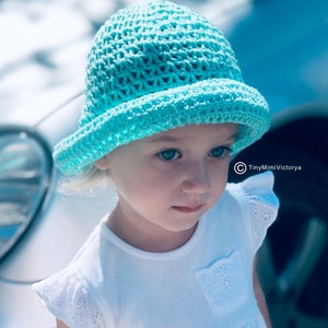 Crochet Panama Sun Hat: Baby Girl Cloche, 100% Cotton