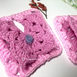 Quadrado da vovó de crochê com borboleta e rosas Conjunto de 4 kit de crochê floral vovó quadrado capa afegã manta vintage