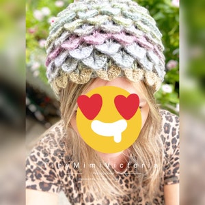 Gehäkelte WinterMütze Drachenhut Drachenschuppen Hut Maschenmütze Erwachsene Mütze Hospital Beanie Häkelgeschenk