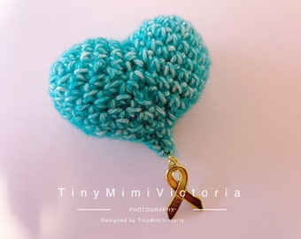 Hope Yellow ribbon heart Pocket squeeze hug Heart keychain Crocheted heart Bag charm Bring Them Home Yellow Ribbon Israel  Support Israel