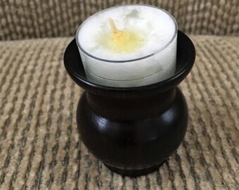Wood Tea Candle Holder - Air Plant Plant Holder - Ebony Wood