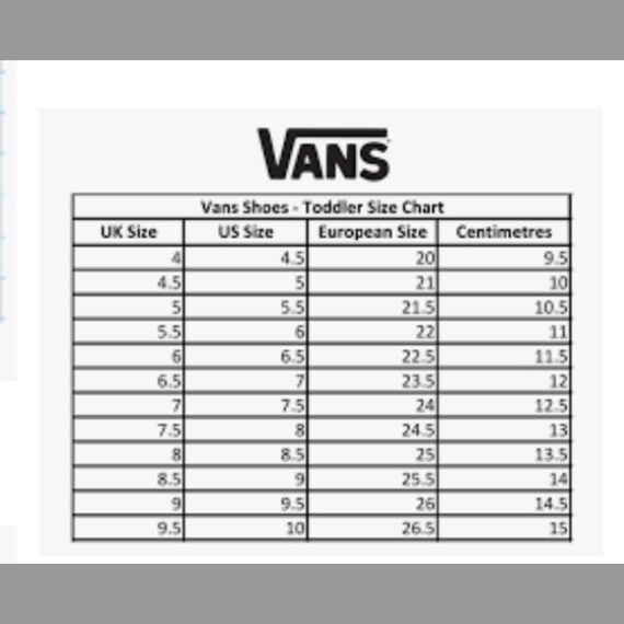 vans size chart for toddlers