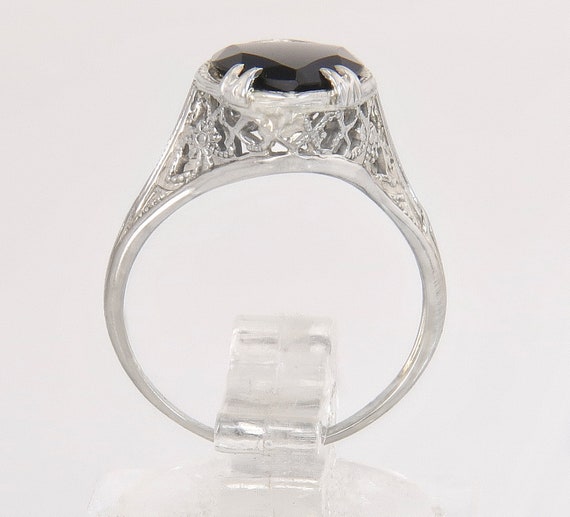 Antique 18K White Gold Genuine Diamond & Black On… - image 4