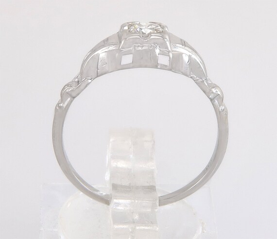 Antique .14ct Genuine Diamond 18K White Gold Art … - image 3