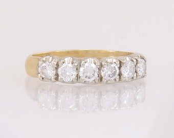 14K Two Tone Gold .60ct Genuine Diamond Band Ring 3.7g Size 6