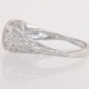 Antique 14k White Gold .38ct Genuine Diamond Flower Art Deco Engagement Ring image 5