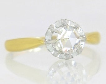 Antique Vintage Estate 14k Gold .25ct Rose Cut Genuine Diamond Victorian Engagement Ring 2g