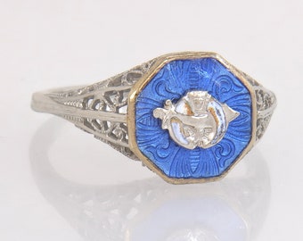 Antique 10K Gold Scimitar Crescent & Star Mystic Shrine Masonic Ring Size 5.5