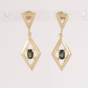 Designer Estate .50ct Tsavorite 14K Yellow Gold Dangle Drop Earrings 4g