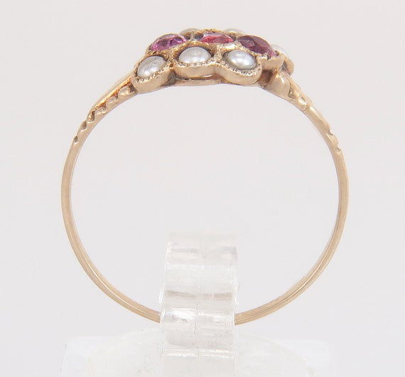 Antique Estate 14K Gold .30ct Ruby Garnet & Seed … - image 4