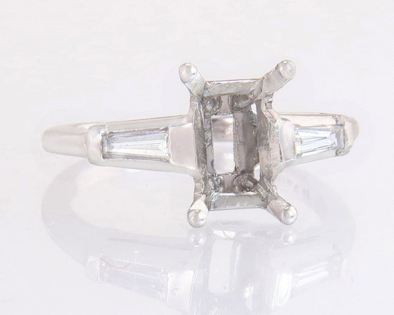 Estate Platinum .20ct Genuine Diamond Semi Mount … - image 1