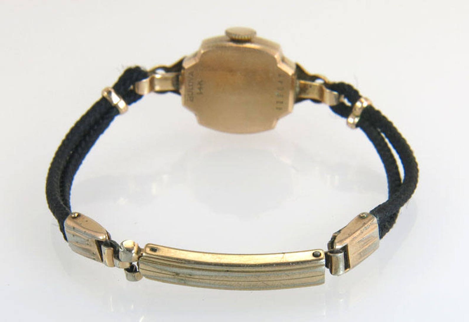 Vintage Bulova Ladies Wrist Watch Diamond Ruby 14k Gold Black Etsy