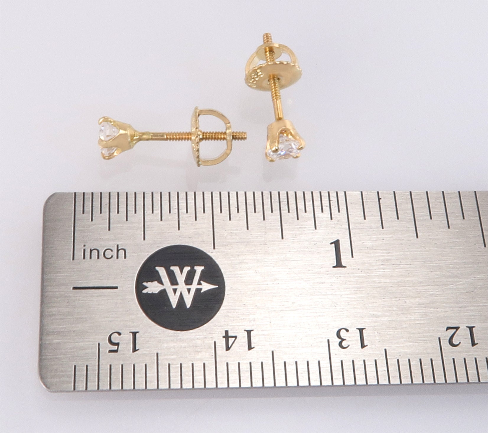 5.50mm 14kt White Gold Cubic Zirconia Screw Back Stud