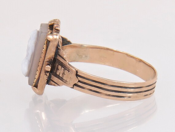 Antique Victorian 10K Yellow Gold Hand Carved Gra… - image 4