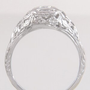 Antique 14k White Gold .38ct Genuine Diamond Flower Art Deco Engagement Ring image 4