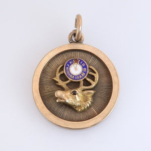 10k Yellow Gold Enamel BPOE Order of Elks Emblem Pendant 6.4g