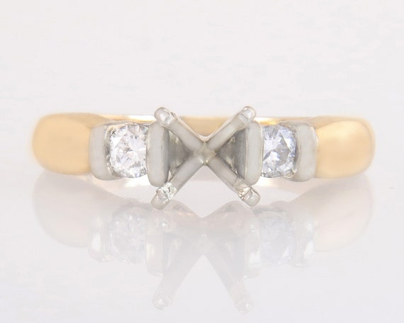 Vintage Estate 14K Two Tone Gold .20ct Genuine Di… - image 2