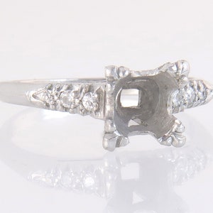 Vintage Estate Platinum .08ct Genuine Diamond Semi Mount Engagement Ring