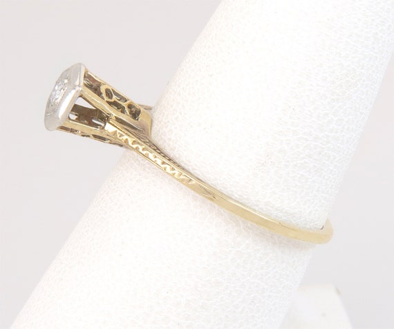 Antique .02ct Genuine Diamond 14K Gold Art Deco S… - image 3