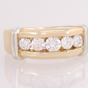 Designer Estate 14K Yellow Gold .80ct Genuine Diamond Men's Band Ring 9g Size 7