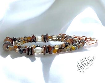 Natural Prehnite Grade A gemstones, Oolitn gemstones, Natural Anthocyanin Jade Gemstone beaded bracelet, Boho, wrap-around beaded bracelet