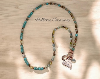 Turquoise, Crazy Lace Agate, Copper, and gemstone beaded bracelet, Boho, women&#39;s gift, custom jewelry, Genuine Gemstone and copper, Unique