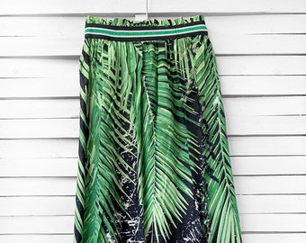 Maxi Pareo Skirt, Summer Skirt, Beach Maxi Skirt, High Waist Skirt, Tropical Print, Palm Trees, PALMA BLACK