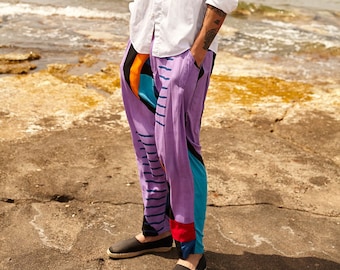 Men's Casual Beach Pants with Smocked Waist 'KIDULTHOOD'