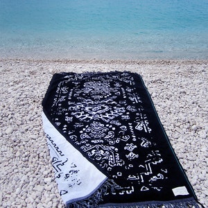 Large Beach Summer Black and White towel Bukhara image 1