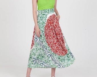 Midi Skirt with Extra Band On Waist Back, Summer Skirt, Alliover Printed, Midi Skirt TERRAZZO