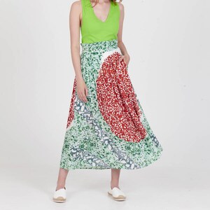Midi Skirt with Extra Band On Waist Back, Summer Skirt, Alliover Printed, Midi Skirt TERRAZZO