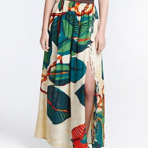 Maxi Pareo Skirt, Summer Skirt, Beach Maxi Skirt, High Waist Skirt, Boho Print, FICUS