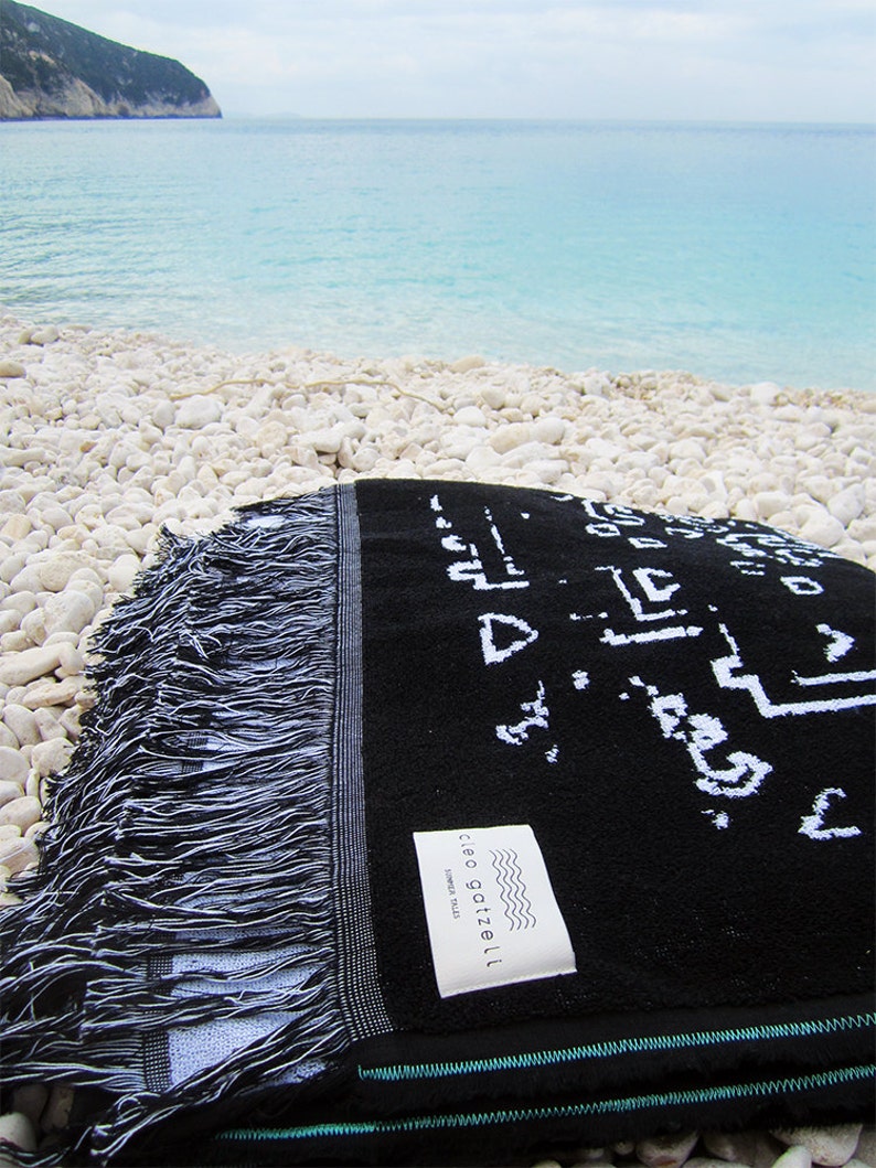 Large Beach Summer Black and White towel Bukhara image 3