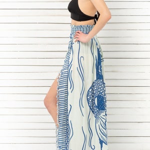 Maxi Pareo Skirt, Summer Skirt, Beach Maxi Skirt, High Waist Skirt, Blue, HELLO SAILOR image 2