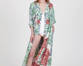 Boho Loose Shirt Dress, Robe de plage surdimensionnée, Kimono Caftan d’été, 'Terrazzo''