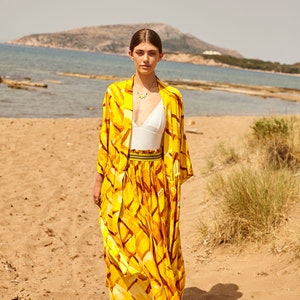 Falda Maxi Pareo, Falda de Verano, Falda Maxi de Playa, Falda de Cintura Alta, Estampado Boho 'STRAW'