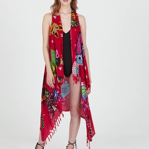 Beach Coverup Pareo Vest &#39;Alebrijes&#39;